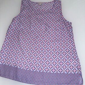 Talbots Pink Purple Floral Tank Dress Top Size M p S7